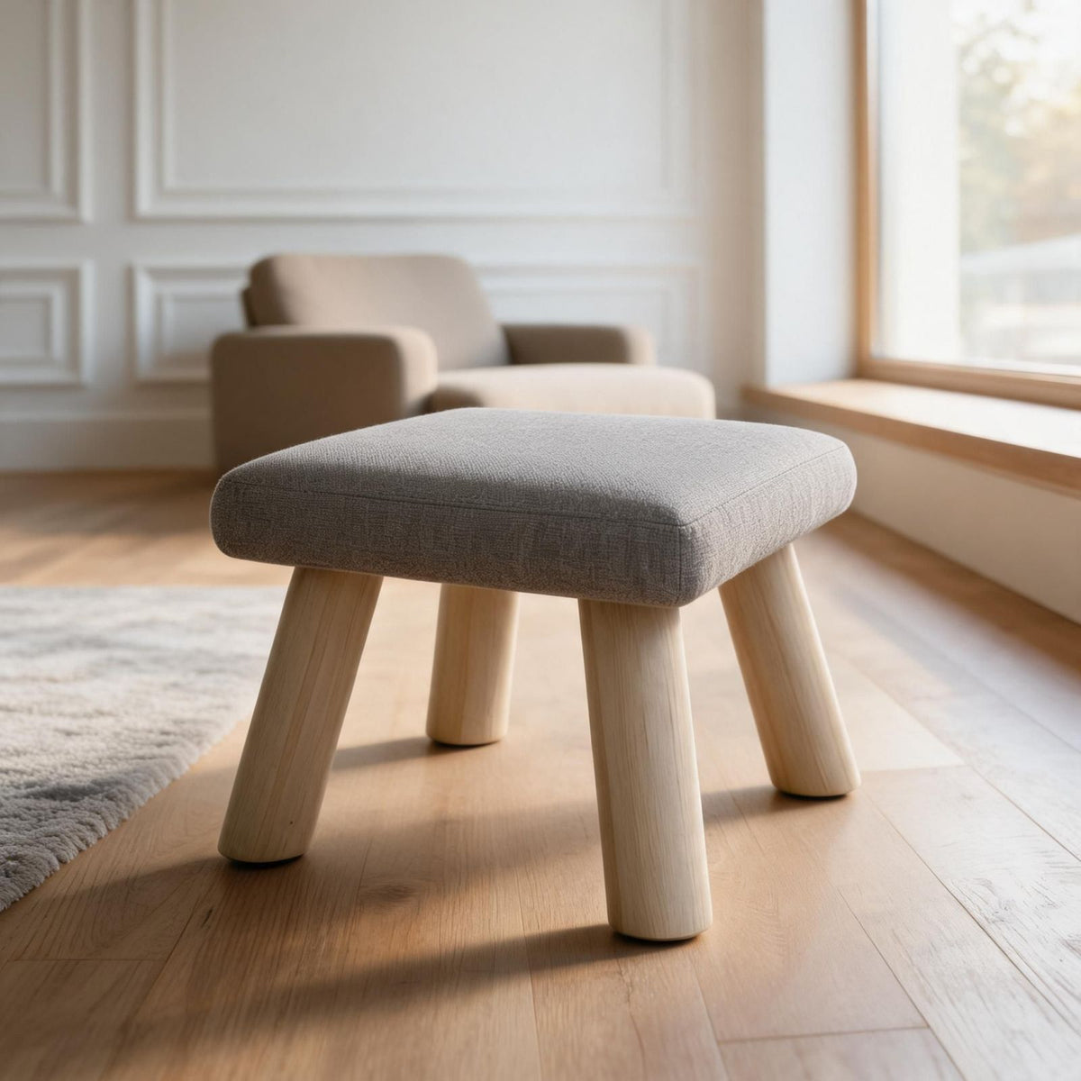 Quadratischer gepolsterter Hocker
